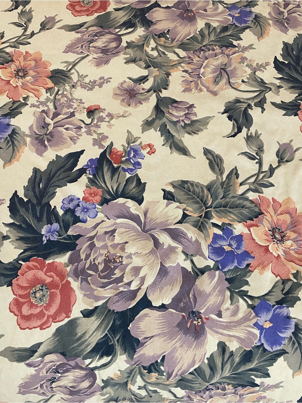Vintage Rayman RARE Find King flat Sheet Pillow Cases Floral 80s Designer